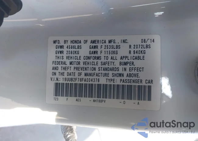 19UUB2F78FA004376: 44170325