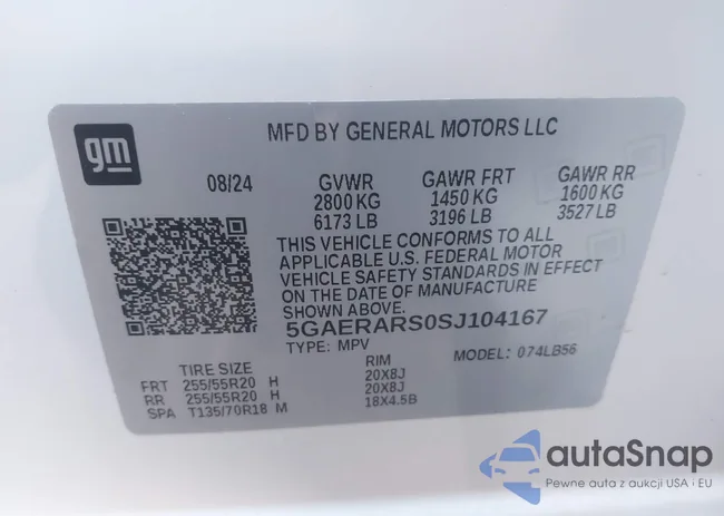 5GAERARS0SJ104167: 44171455