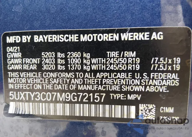 5UXTY3C07M9G72157: 44171550