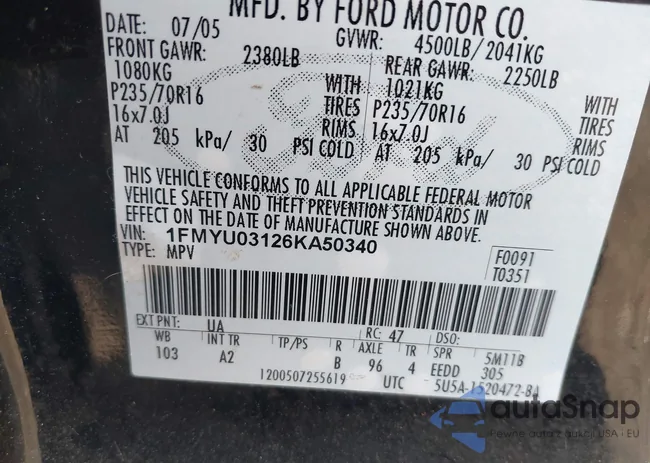 1FMYU03126KA50340: 44171629