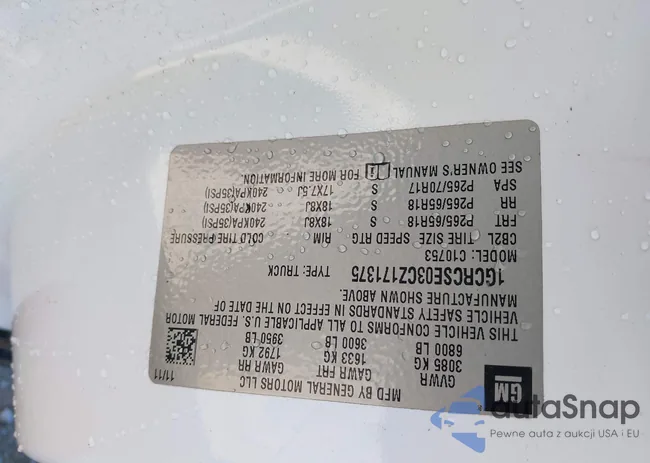 1GCRCSE03CZ171375: 44171701