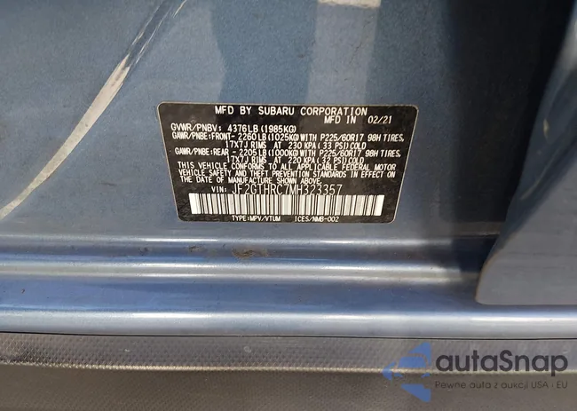 JF2GTHRC7MH323357: 44171800