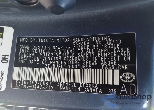 2T1BURHE2EC019695: 44171829