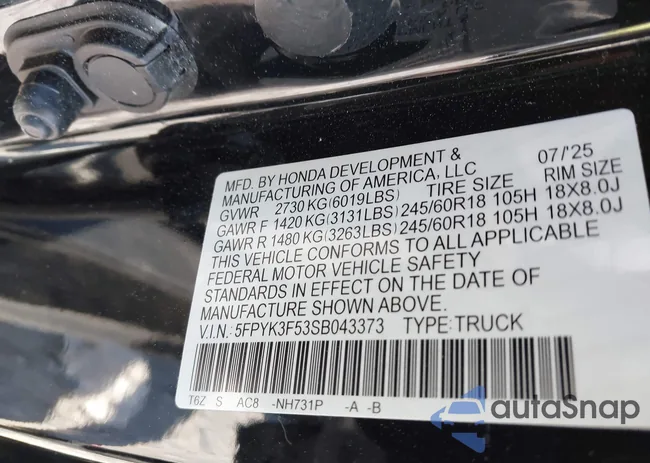 5FPYK3F53SB043373: 44171063