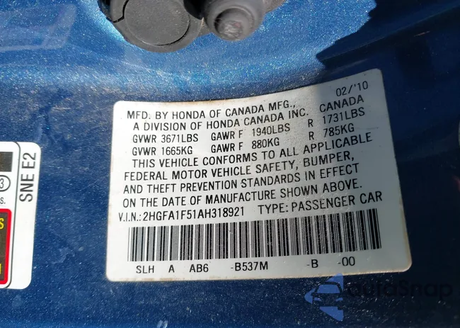 2HGFA1F51AH318921: 44171074