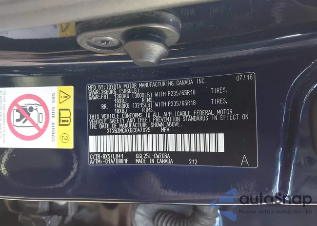 2T2BZMCAXGC047025: 44171122