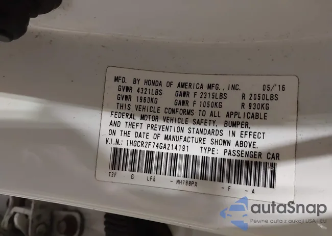 1HGCR2F74GA214191: 44171126