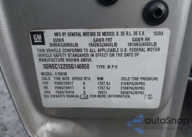 3GNEC12Z65G146850: 44171205