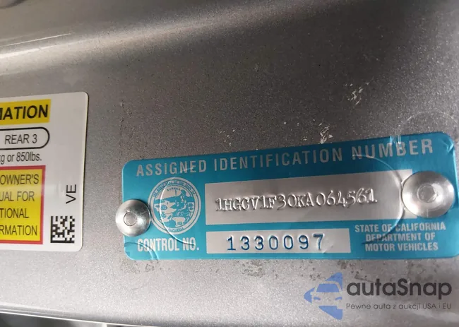 1HGCV1F30KA064561: 44171212