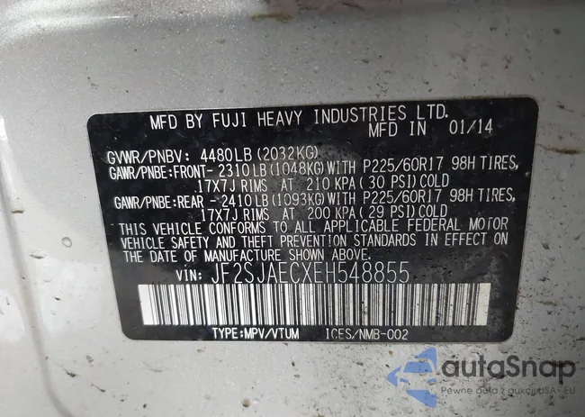 JF2SJAECXEH548855: 44171218