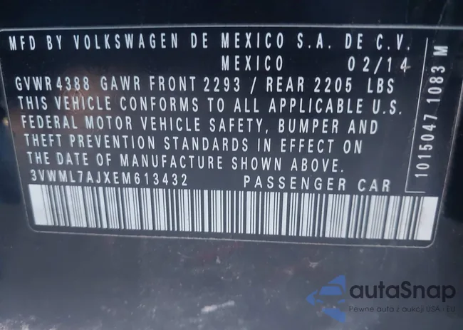 3VWML7AJXEM613432: 44172484