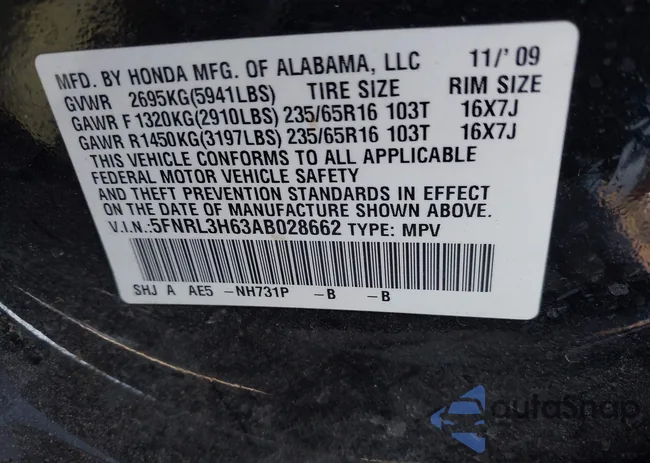 5FNRL3H63AB028662: 44172593