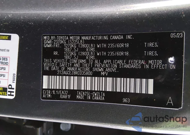 2T2AGCEZ8RC035800: 44172599