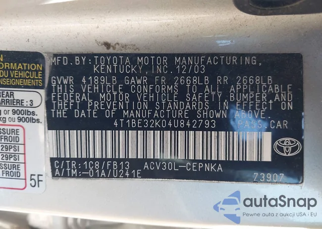 4T1BE32K04U842793: 44172733