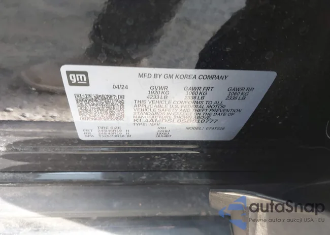 KL4AMDSL0SB010777: 44172752