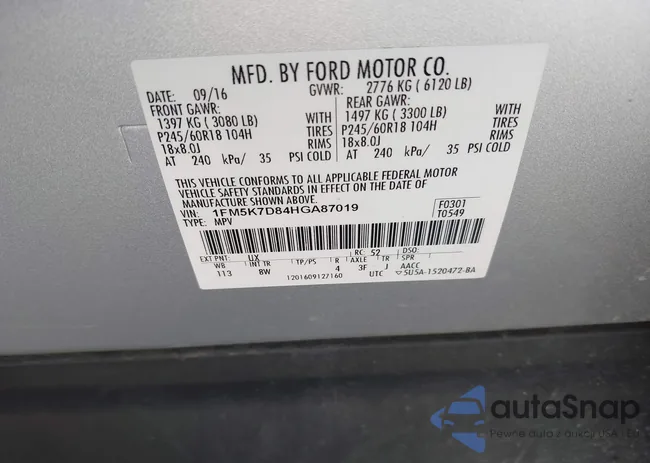 1FM5K7D84HGA87019: 44172897