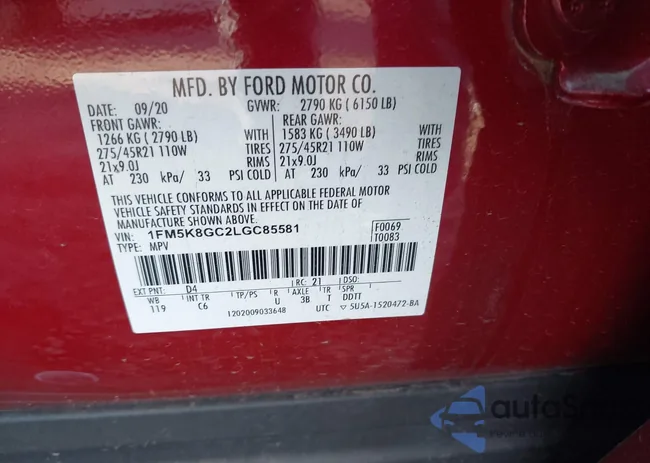 1FM5K8GC2LGC85581: 44172921