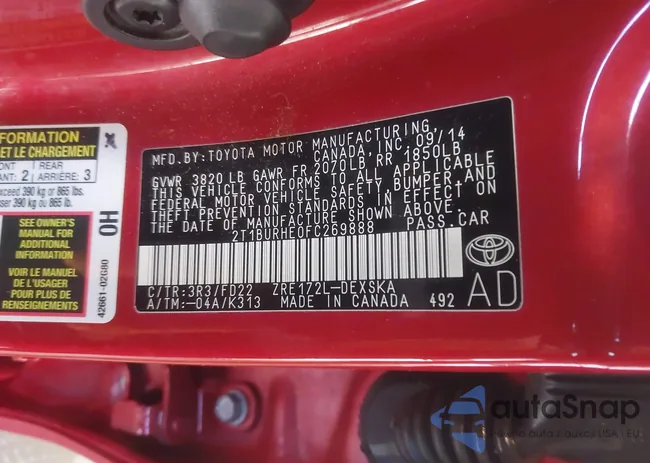 2T1BURHE0FC269888: 44172933