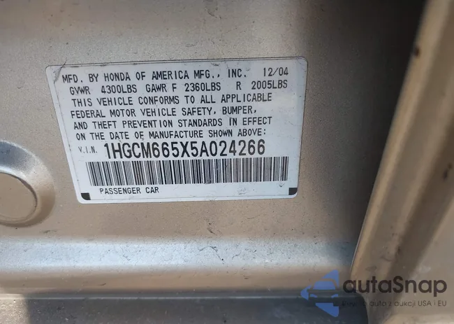 1HGCM665X5A024266: 44172074