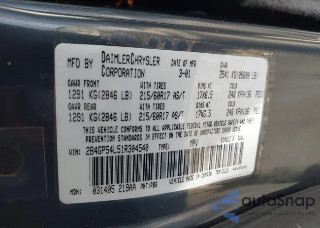 2B4GP54L51R304540: 44172089