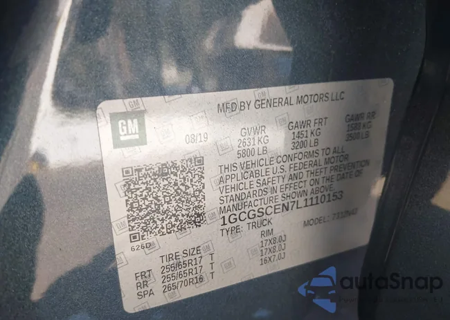 1GCGSCEN7L1110153: 44172093