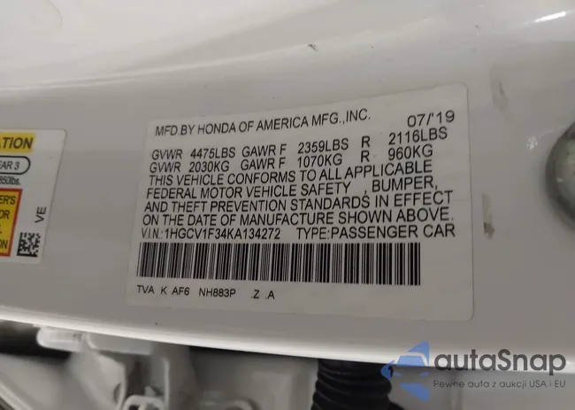 1HGCV1F34KA134272: 44172132