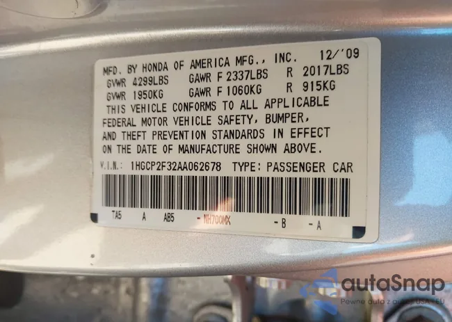 1HGCP2F32AA062678: 44172282