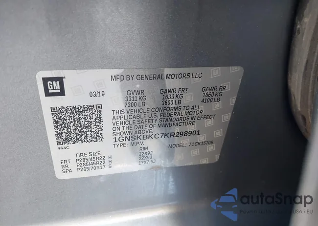 1GNSKBKC7KR298901: 44172416