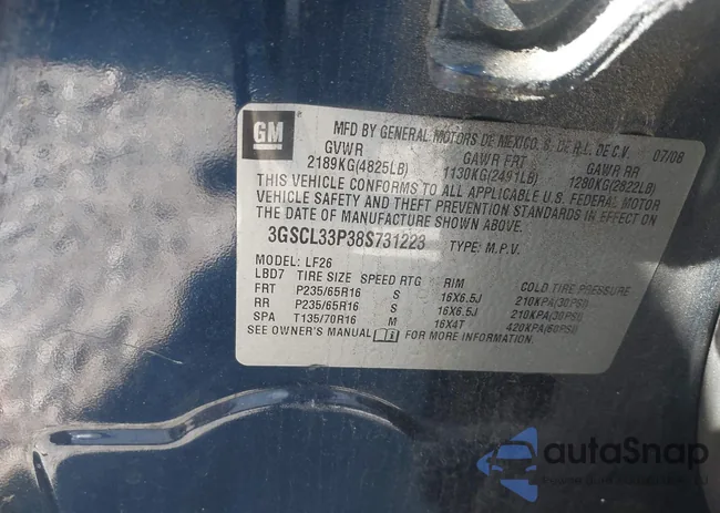 3GSCL33P38S731223: 44173442