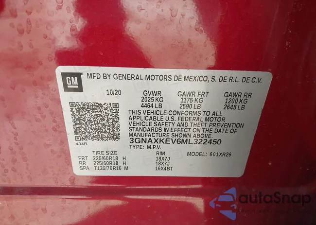 3GNAXKEV6ML322450: 44173461