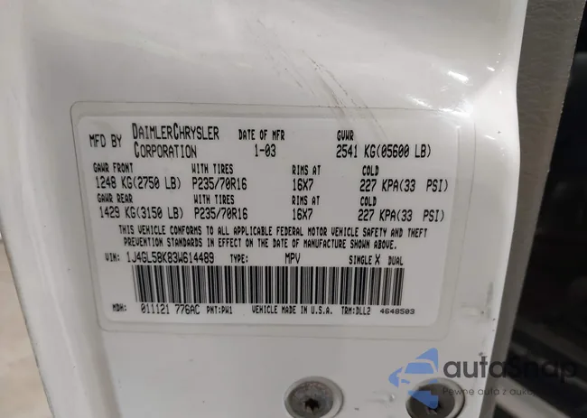 1J4GL58K83W614489: 44173462