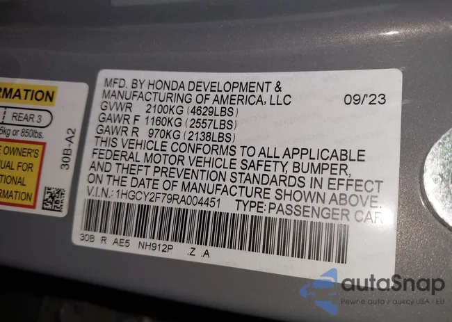 1HGCY2F79RA004451: 44173480