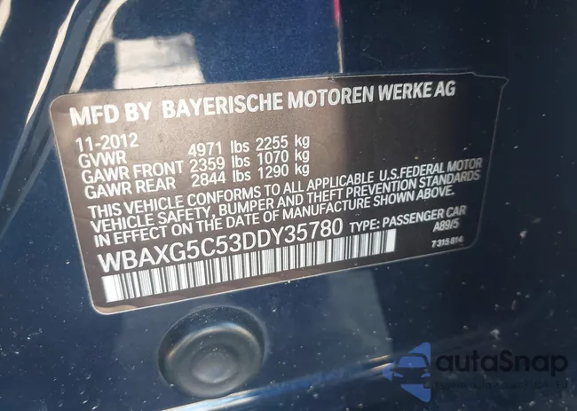 WBAXG5C53DDY35780: 44173483