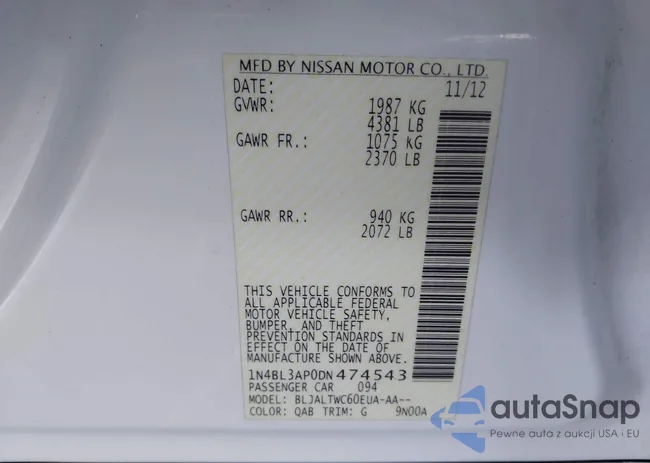 1N4BL3AP0DN474543: 44173604