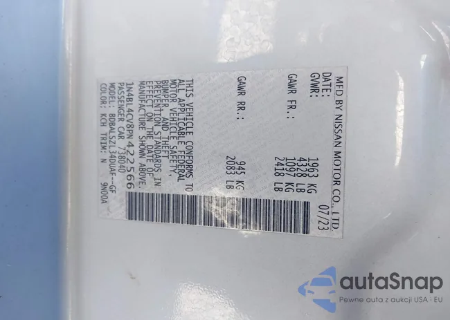 1N4BL4CV8PN422566: 44173650