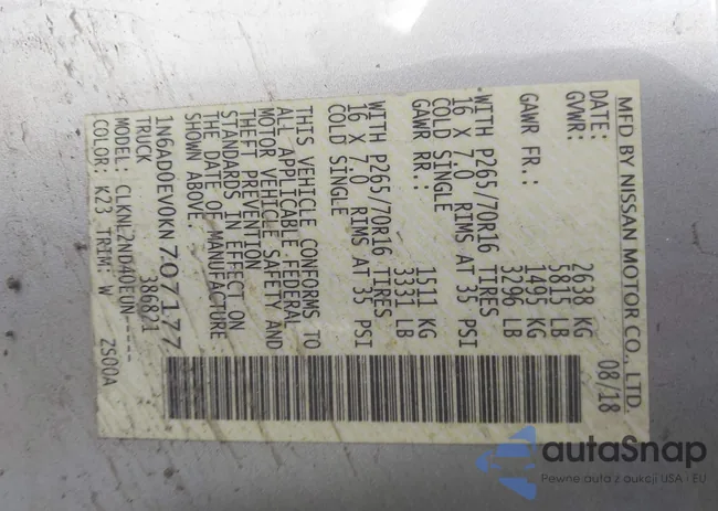 1N6AD0EV0KN707177: 44173653