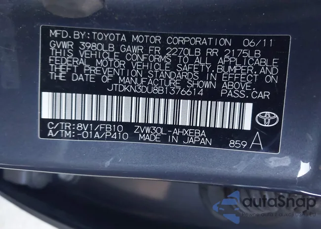 JTDKN3DU8B1376614: 44173733