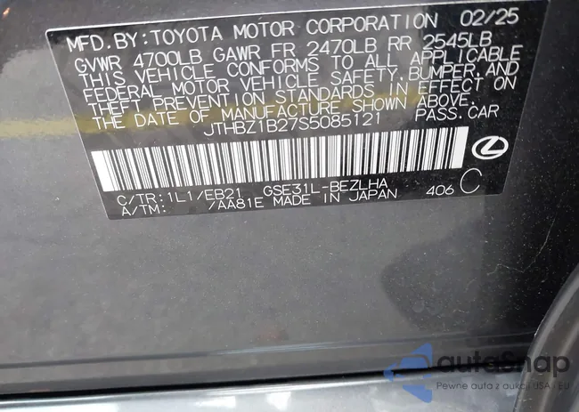 JTHBZ1B27S5085121: 44173818