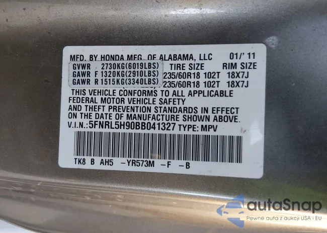 5FNRL5H90BB041327: 44173862