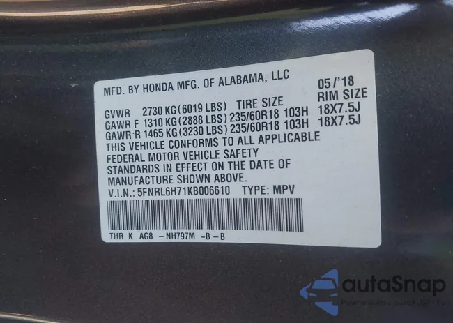 5FNRL6H71KB006610: 44173891