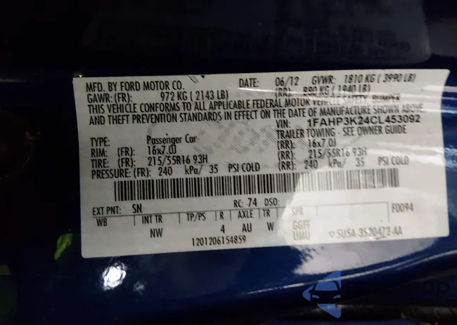 1FAHP3K24CL453092: 44173063