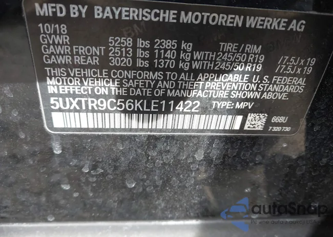 5UXTR9C56KLE11422: 44173081