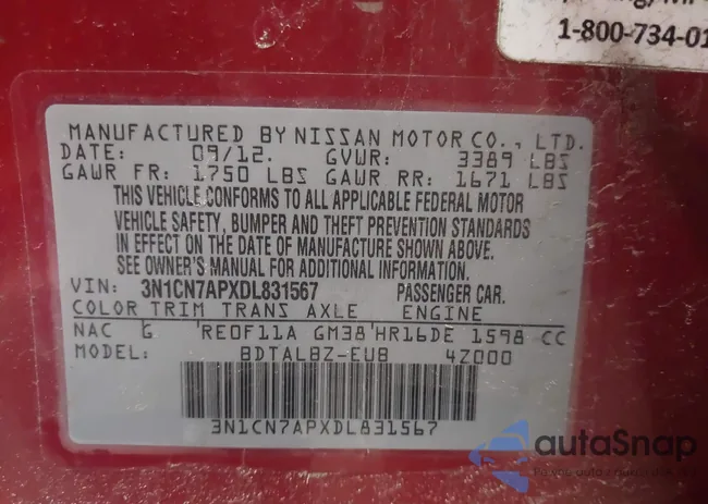 3N1CN7APXDL831567: 44173189