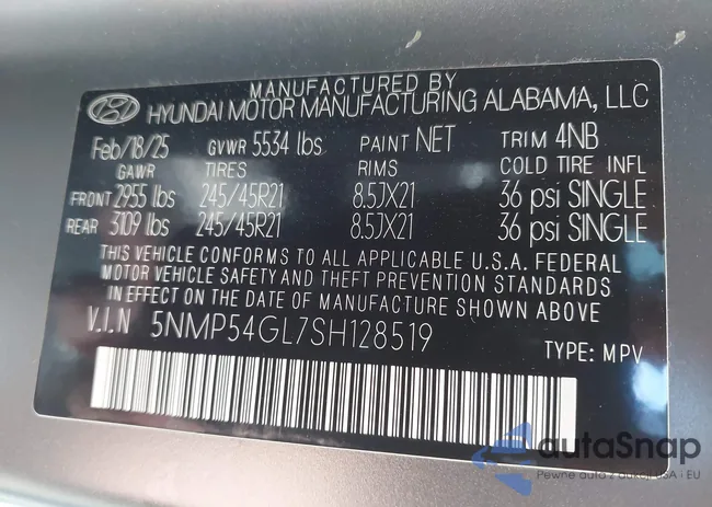 5NMP54GL7SH128519: 44174719