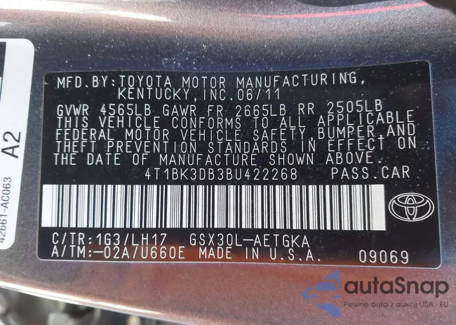 4T1BK3DB3BU422268: 44174878