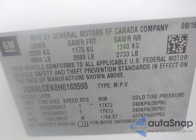 2GNALCEK8H6163593: 44174067