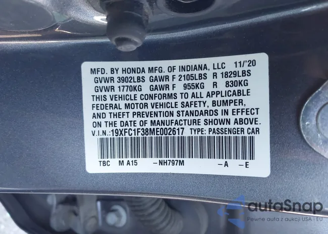 19XFC1F38ME002617: 44174078