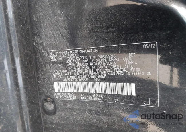 JTLZE4FE0CJ019671: 44174231