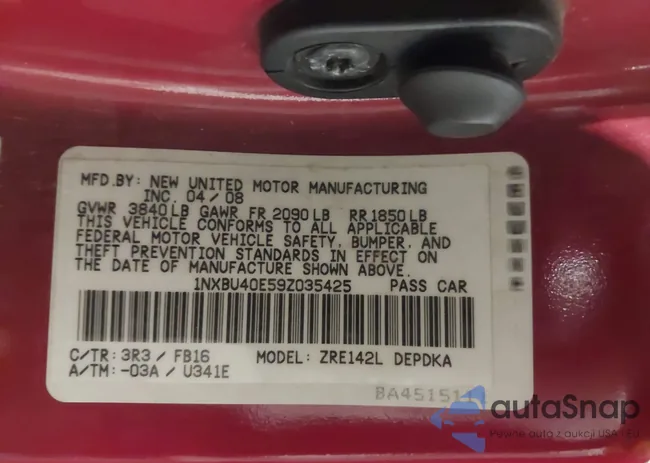 1NXBU40E59Z035425: 44174239