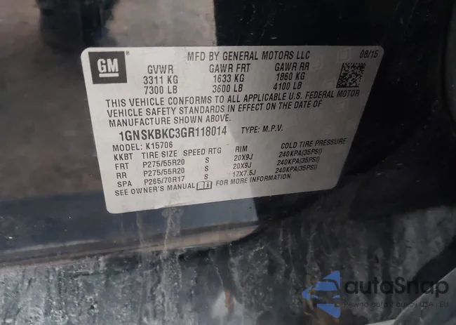 1GNSKBKC3GR118014: 44174306